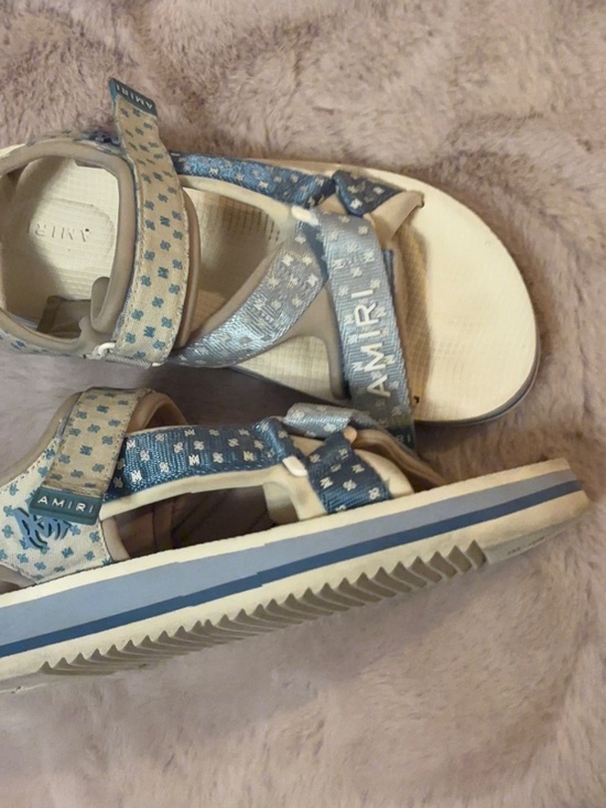 Amiri MA Paisley Sandals Light Blue/Beige Open Toe Sz 10 main image 10